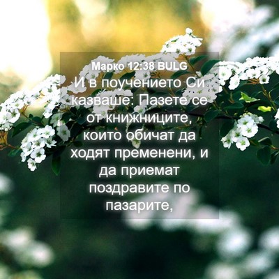 Picture 04 - Марко 12:38 BULG - И в поучението Си казваше: - Bible Verse Picture