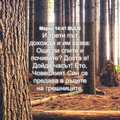 Picture 04 - Марко 14:41 BULG - И трети път дохожда и им - Bible Verse Picture
