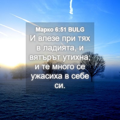 Picture 04 - Марко 6:51 BULG - И влезе при тях в ладията, и - Bible Verse Picture