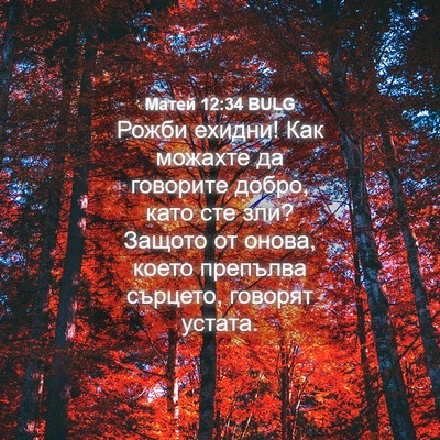 Picture 04 - Матей 12:34 BULG - Рожби ехидни! Как можахте - Bible Verse Picture