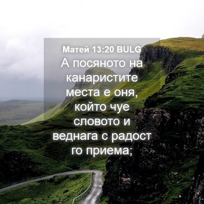 Picture 04 - Матей 13:20 BULG - А посяното на канаристите - Bible Verse Picture