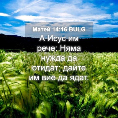 Picture 04 - Матей 14:16 BULG - А Исус им рече: Няма нужда - Bible Verse Picture