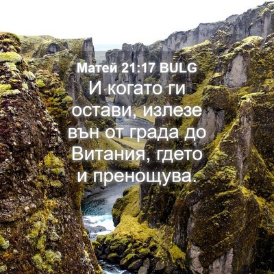 Picture 04 - Матей 21:17 BULG - И когато ги остави, излезе - Bible Verse Picture