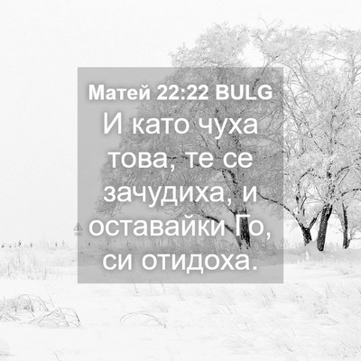 Picture 04 - Матей 22:22 BULG - И като чуха това, те се - Bible Verse Picture