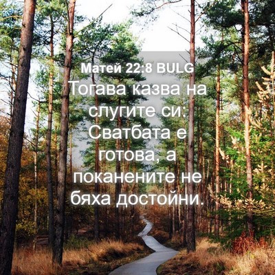 Picture 04 - Матей 22:8 BULG - Тогава казва на слугите си: - Bible Verse Picture