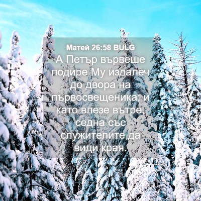 Picture 04 - Матей 26:58 BULG - А Петър вървеше подире Му - Bible Verse Picture