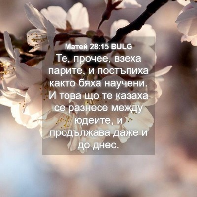 Picture 04 - Матей 28:15 BULG - Те, прочее, взеха парите, и - Bible Verse Picture
