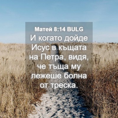 Picture 04 - Матей 8:14 BULG - И когато дойде Исус в - Bible Verse Picture