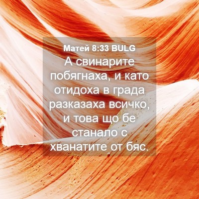 Picture 04 - Матей 8:33 BULG - А свинарите побягнаха, и - Bible Verse Picture