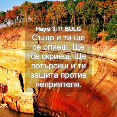 Picture 04 - Наум 3:11 BULG - Също и ти ще се опиеш, Ще се - Bible Verse Picture