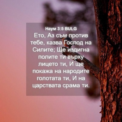 Picture 04 - Наум 3:5 BULG - Ето, Аз съм против тебе, - Bible Verse Picture