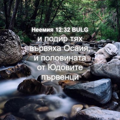 Picture 04 - Неемия 12:32 BULG - и подир тях вървяха Осаия, - Bible Verse Picture