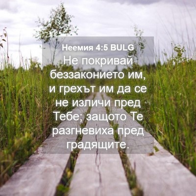 Picture 04 - Неемия 4:5 BULG - Не покривай беззаконието - Bible Verse Picture