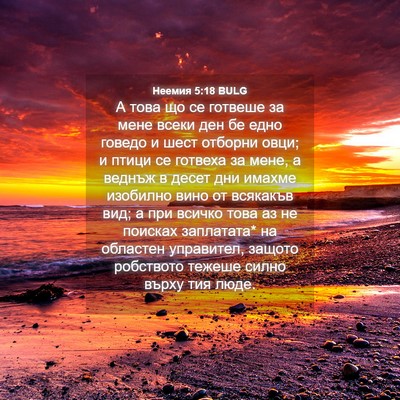 Picture 04 - Неемия 5:18 BULG - А това що се готвеше за - Bible Verse Picture