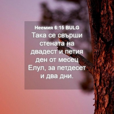 Picture 04 - Неемия 6:15 BULG - Така се свърши стената на - Bible Verse Picture