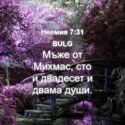 Picture 04 - Неемия 7:31 BULG - Мъже от Михмас, сто и - Bible Verse Picture