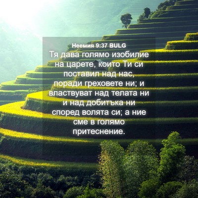 Picture 04 - Неемия 9:37 BULG - Тя дава голямо изобилие на - Bible Verse Picture