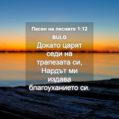 Picture 04 - Песен на песните 1:12 BULG - Докато царят седи на - Bible Verse Picture