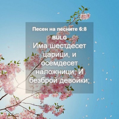 Picture 04 - Песен на песните 6:8 BULG - Има шестдесет царици, и - Bible Verse Picture