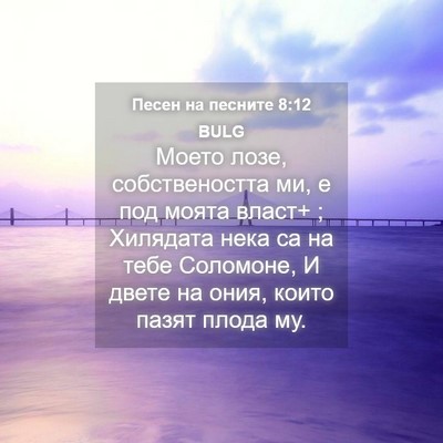 Picture 04 - Песен на песните 8:12 BULG - Моето лозе, собствеността - Bible Verse Picture