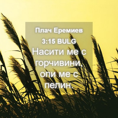 Picture 04 - Плач Еремиев 3:15 BULG - Насити ме с горчивини, опи - Bible Verse Picture
