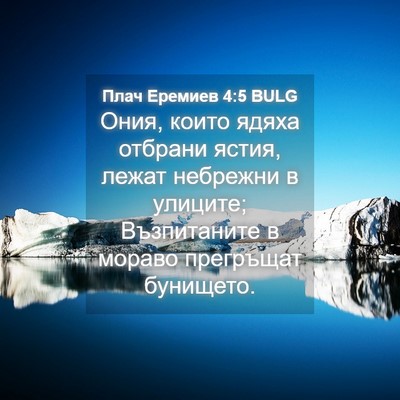 Picture 04 - Плач Еремиев 4:5 BULG - Ония, които ядяха отбрани - Bible Verse Picture
