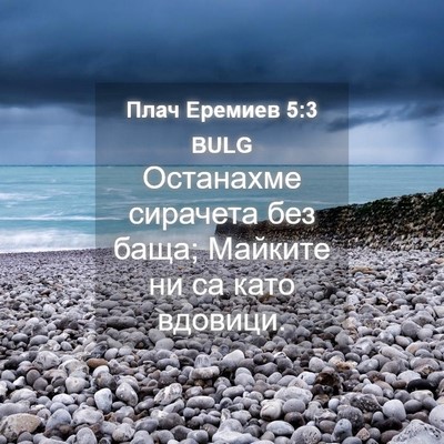 Picture 04 - Плач Еремиев 5:3 BULG - Останахме сирачета без - Bible Verse Picture
