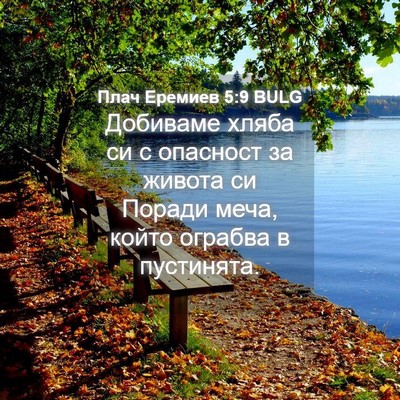Picture 04 - Плач Еремиев 5:9 BULG - Добиваме хляба си с - Bible Verse Picture