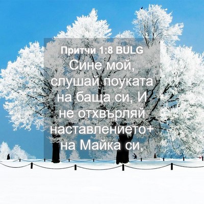 Picture 04 - Притчи 1:8 BULG - Сине мой, слушай поуката на - Bible Verse Picture