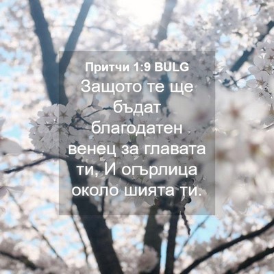Picture 04 - Притчи 1:9 BULG - Защото те ще бъдат - Bible Verse Picture