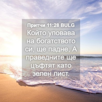 Picture 04 - Притчи 11:28 BULG - Който уповава на - Bible Verse Picture
