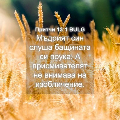 Picture 04 - Притчи 13:1 BULG - Мъдрият син слуша бащината - Bible Verse Picture