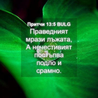 Picture 04 - Притчи 13:5 BULG - Праведният мрази лъжата, А - Bible Verse Picture