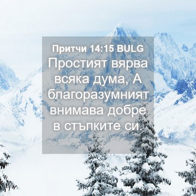 Picture 04 - Притчи 14:15 BULG - Простият вярва всяка дума, - Bible Verse Picture