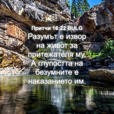 Picture 04 - Притчи 16:22 BULG - Разумът е извор на живот за - Bible Verse Picture