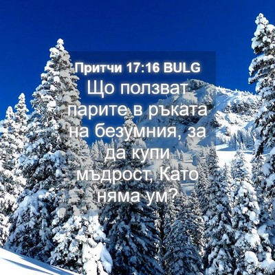 Picture 04 - Притчи 17:16 BULG - Що ползват парите в ръката - Bible Verse Picture