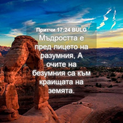 Picture 04 - Притчи 17:24 BULG - Мъдростта е пред лицето на - Bible Verse Picture