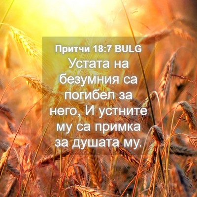 Picture 04 - Притчи 18:7 BULG - Устата на безумния са - Bible Verse Picture