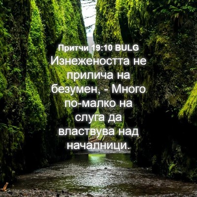 Picture 04 - Притчи 19:10 BULG - Изнежеността не прилича на - Bible Verse Picture