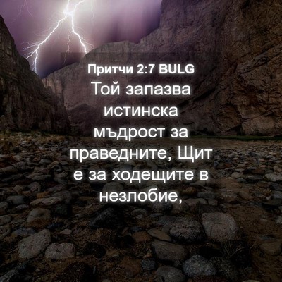 Picture 04 - Притчи 2:7 BULG - Той запазва истинска - Bible Verse Picture