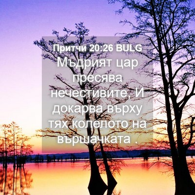 Picture 04 - Притчи 20:26 BULG - Мъдрият цар пресява - Bible Verse Picture