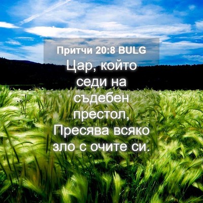 Picture 04 - Притчи 20:8 BULG - Цар, който седи на съдебен - Bible Verse Picture