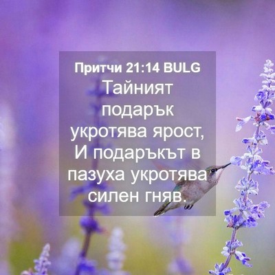 Picture 04 - Притчи 21:14 BULG - Тайният подарък укротява - Bible Verse Picture