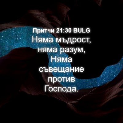 Picture 04 - Притчи 21:30 BULG - Няма мъдрост, няма разум, - Bible Verse Picture
