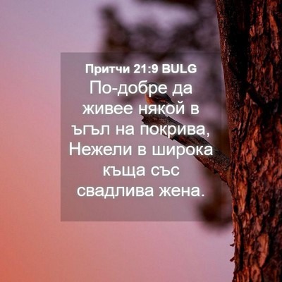 Picture 04 - Притчи 21:9 BULG - По-добре да живее някой в - Bible Verse Picture
