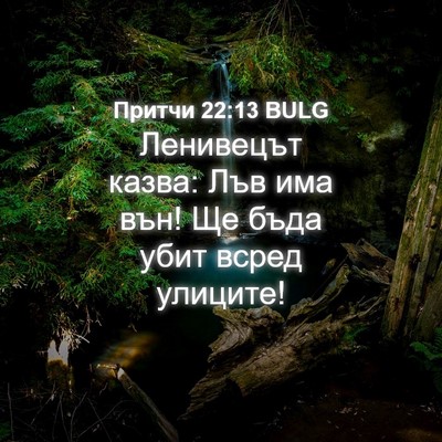 Picture 04 - Притчи 22:13 BULG - Ленивецът казва: Лъв има - Bible Verse Picture