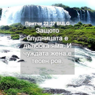 Picture 04 - Притчи 23:27 BULG - Защото блудницата е - Bible Verse Picture