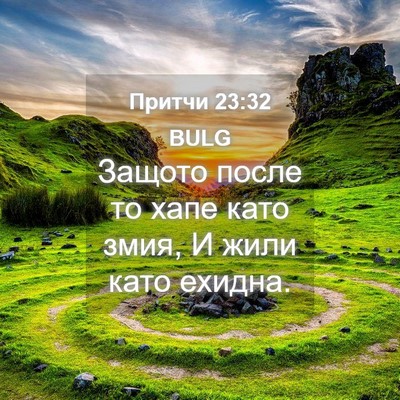 Picture 04 - Притчи 23:32 BULG - Защото после то хапе като - Bible Verse Picture
