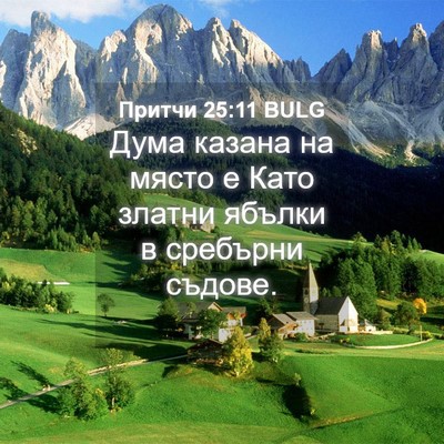 Picture 04 - Притчи 25:11 BULG - Дума казана на място е Като - Bible Verse Picture