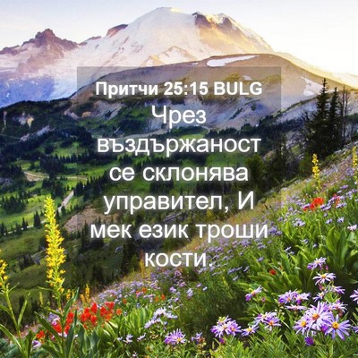 Picture 04 - Притчи 25:15 BULG - Чрез въздържаност се - Bible Verse Picture